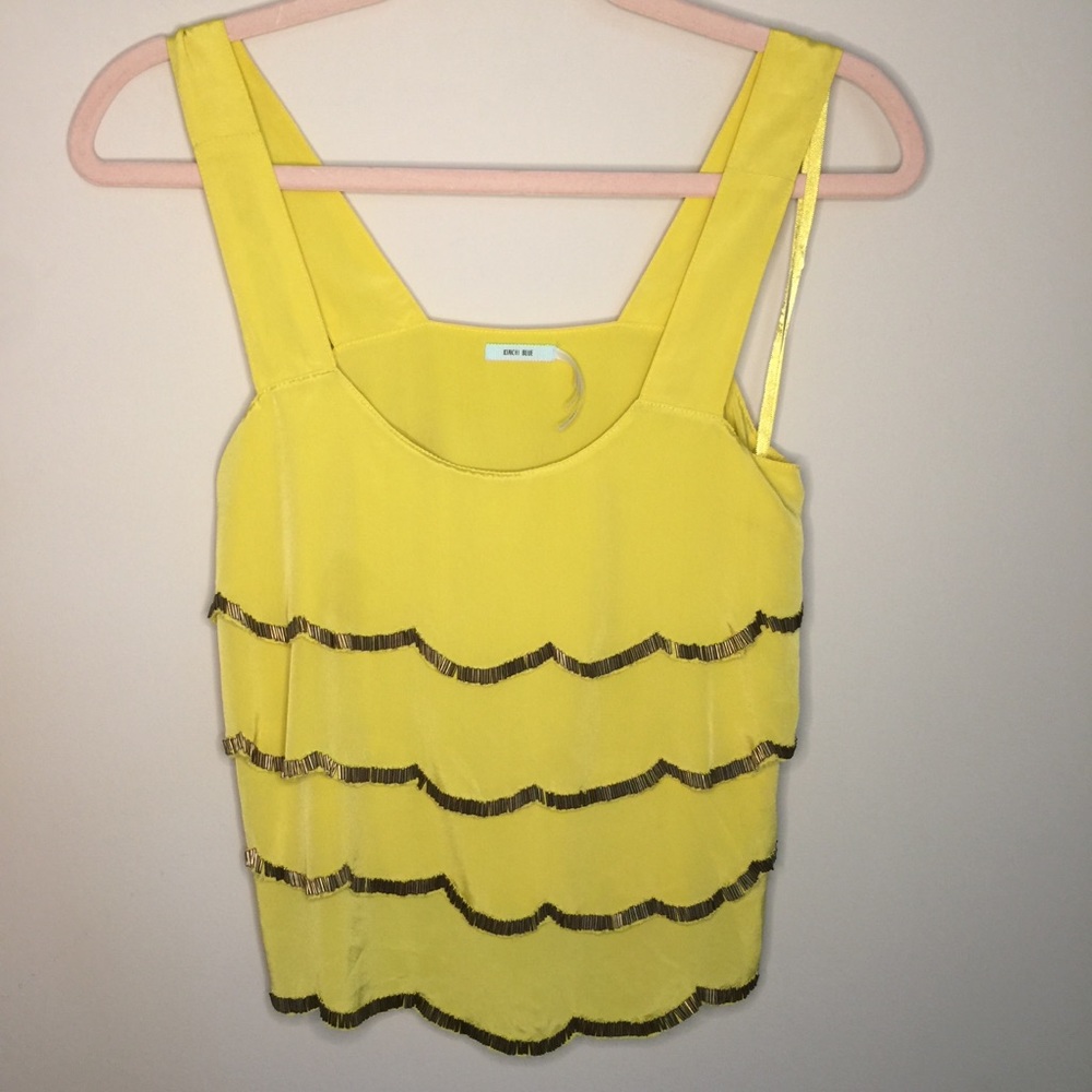 Kimchi Blue Beaded Tiered Scalloped Hem Top